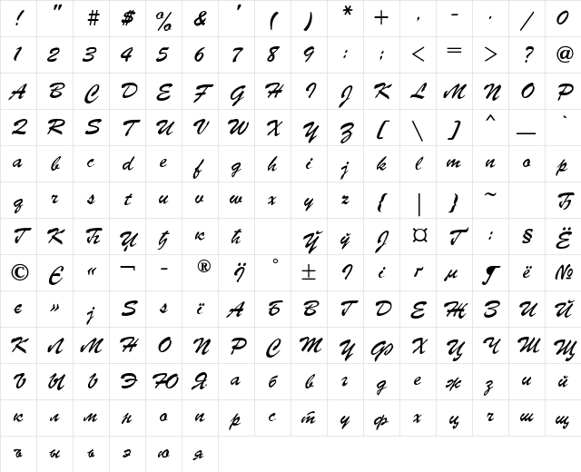 Parsek Regular Character Map Parsek Regular Character Map