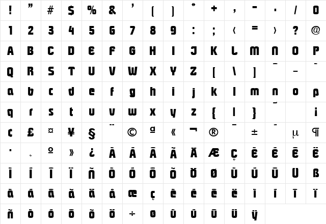Pasadena-Serial-ExtraBold Regular Character Map Pasadena-Serial-ExtraBold Regular Character Map