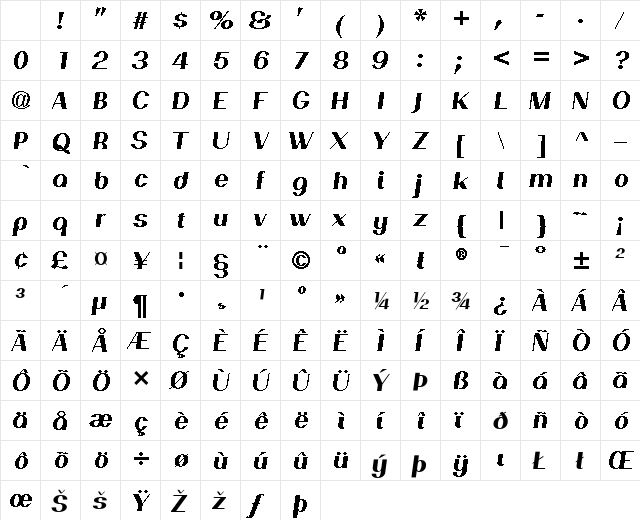PassionSansPDan HeavyItalic Character Map PassionSansPDan HeavyItalic Character Map