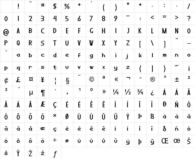 Pathos Bold Character Map Pathos Bold Character Map