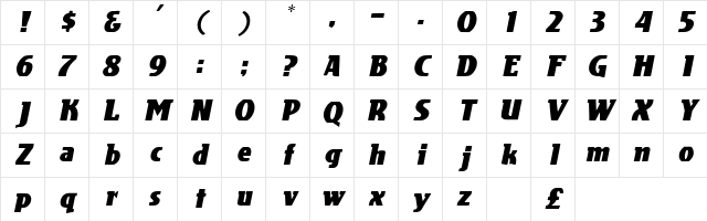 Pauline Oblique Character Map Pauline Oblique Character Map