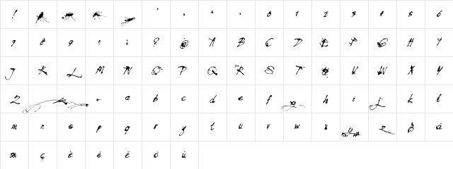 Mosquito Italic Character Map
