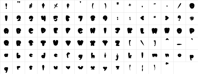 PC Comic Strip Black Regular Character Map PC Comic Strip Black Regular Character Map