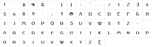 Peake-Squat Bold Character Map