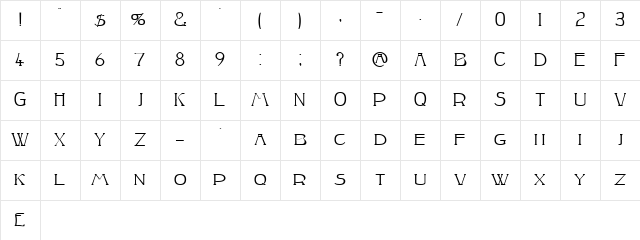 Peake-Squat Regular Character Map