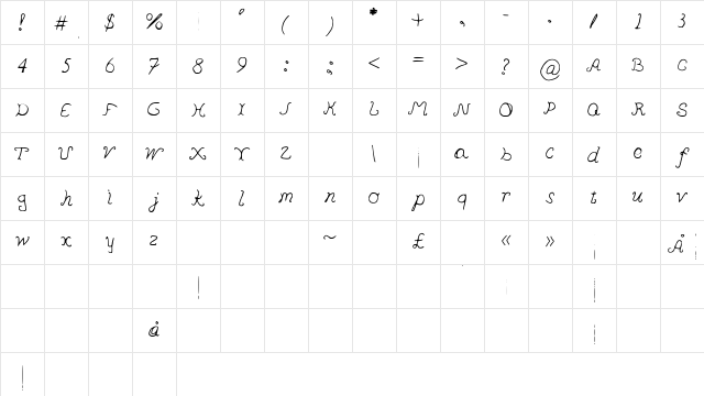 PedersenFont Medium Character Map