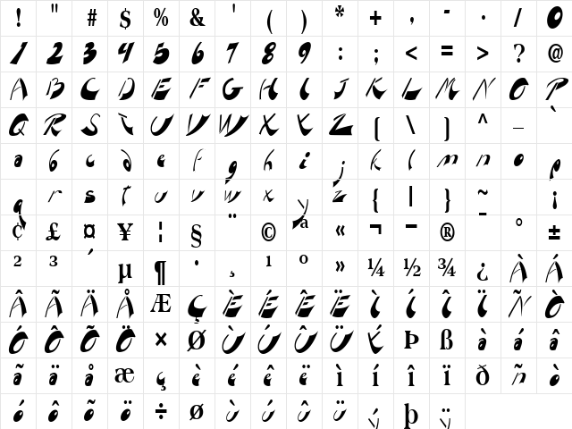 Pegasus Regular Character Map Pegasus Regular Character Map