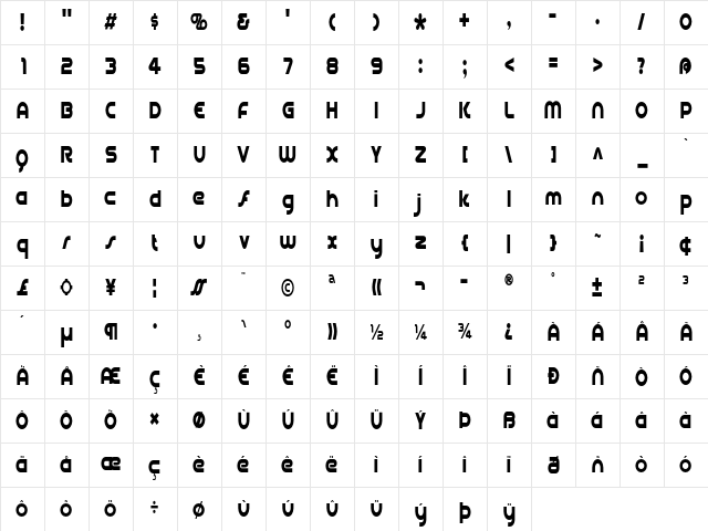 Pegazi Condensed Regular Character Map Pegazi Condensed Regular Character Map