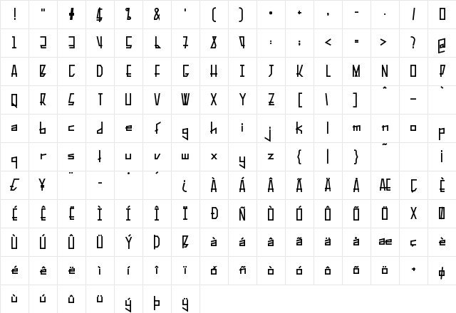 PelanquierBlack Regular Character Map