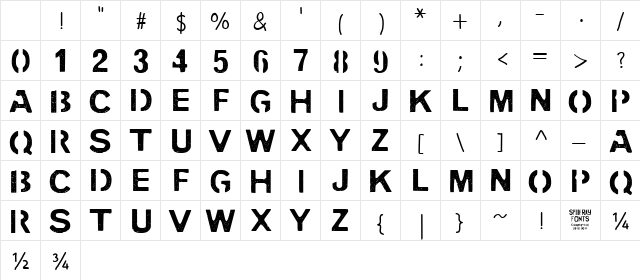 PENCIL STENCIL Regular Character Map