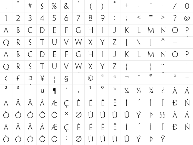 Penumbra Flare Std Light Character Map