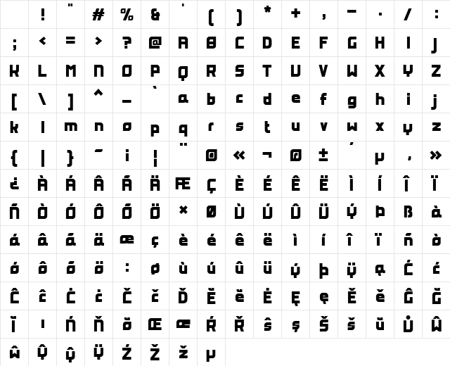 PEPPERMINT Regular Character Map PEPPERMINT Regular Character Map