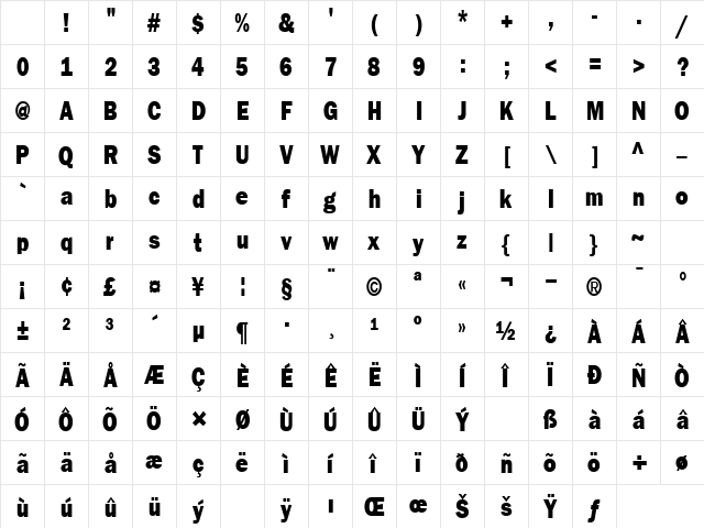 PericycleCondBlack Normal Character Map