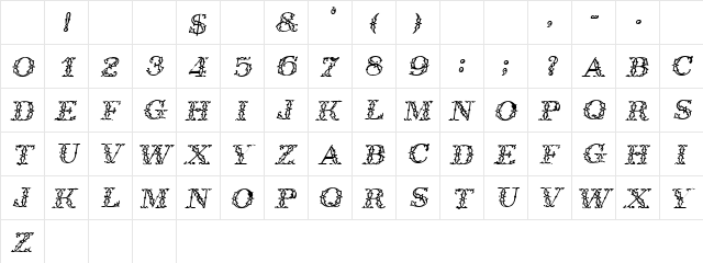 Peruse Oblique Character Map