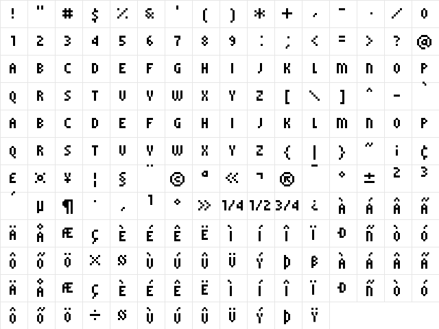 PF Tempesta Five Compressed Regular Character Map PF Tempesta Five Compressed Regular Character Map