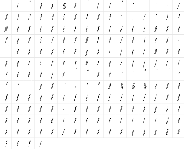 Phantacon Bold Super-Italic Bold Italic Character Map Phantacon Bold Super-Italic Bold Italic Character Map