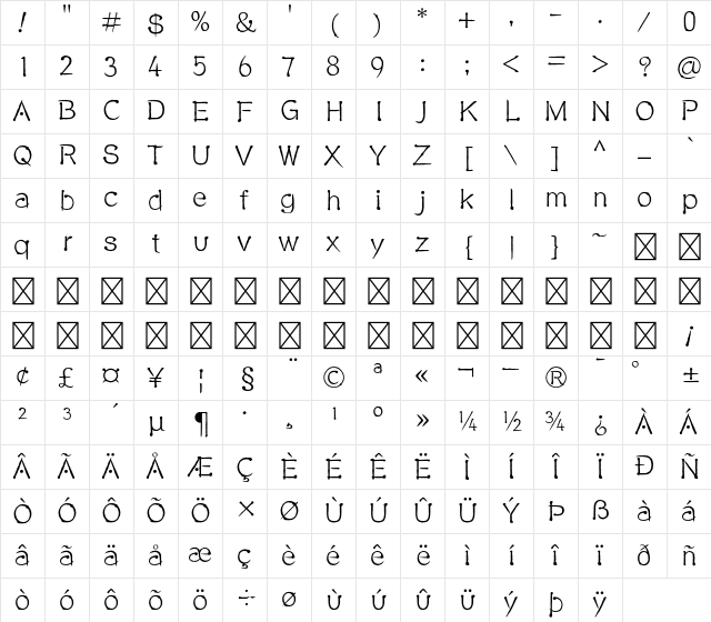 A P-OTF Hasefude Std R Character Map