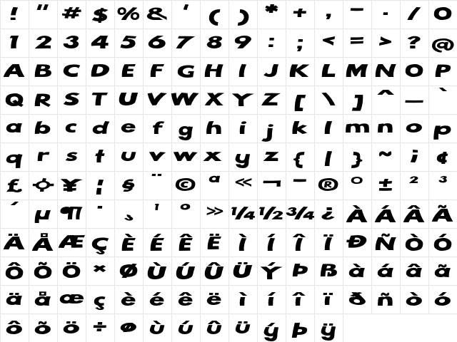 Phat Tuesday Extra-expanded Regular Character Map Phat Tuesday Extra-expanded Regular Character Map
