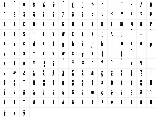 Phelps Bold Character Map
