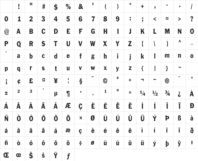 Philadelphia-Cracked-Condensed Normal Character Map Philadelphia-Cracked-Condensed Normal Character Map
