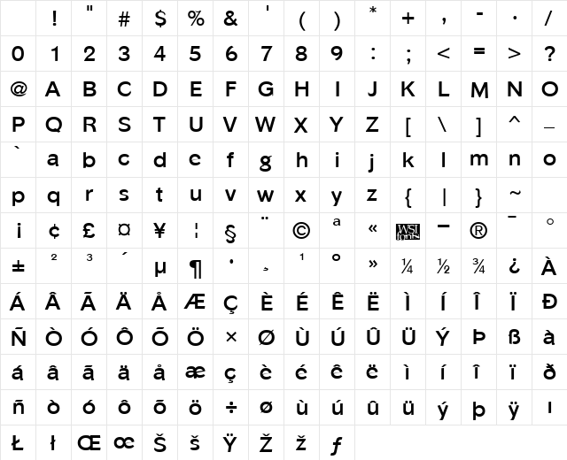 Phinster Bold Character Map Phinster Bold Character Map