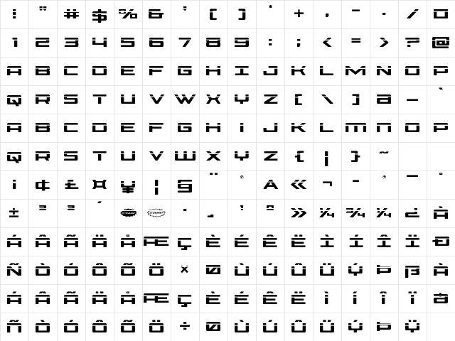 Phoenicia Laser Regular Character Map