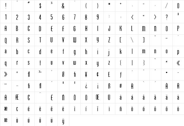 Phoenix Normal Character Map