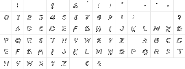 Picaro Oblique Character Map