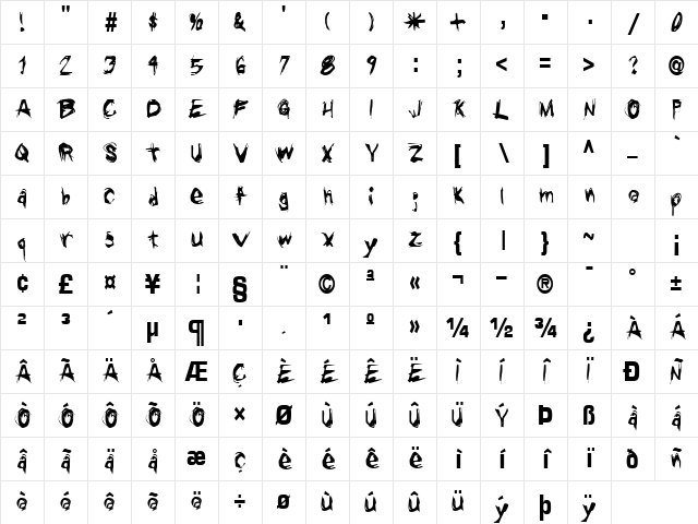 PicketsChargeFont59 Regular Character Map