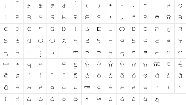 Piercing LT Std Regular Bold Character Map