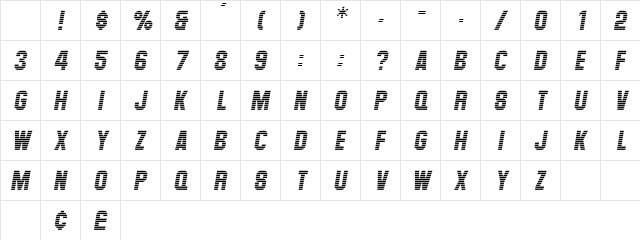 Pigeon Oblique Character Map