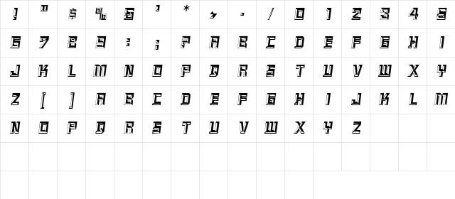 Pilgrim Oblique Character Map
