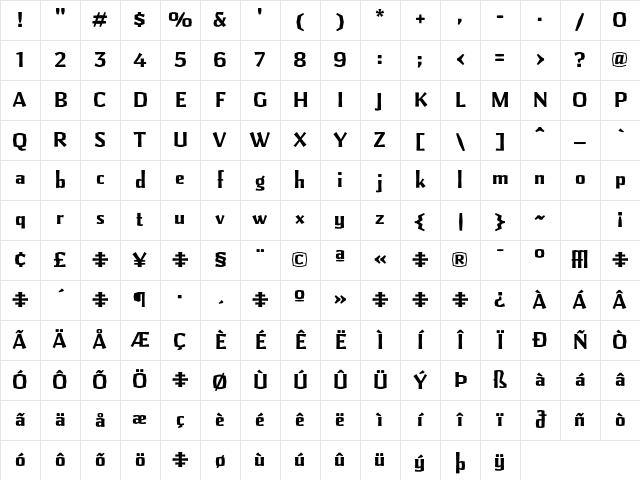 Pilsner Bold Character Map Pilsner Bold Character Map