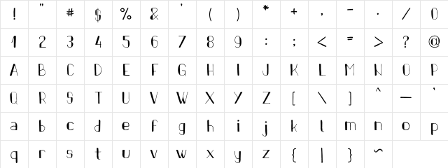 Pinon Regular Character Map Pinon Regular Character Map