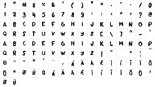 Pinzelan Regular Character Map