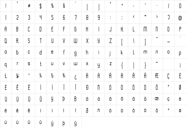 Pipsqueak Condensed Bold Character Map Pipsqueak Condensed Bold Character Map