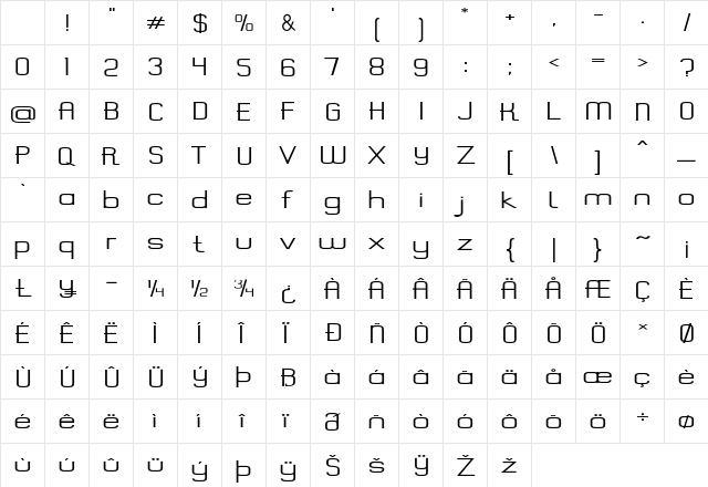 Pipsqueak Extra-expanded Regular Character Map
