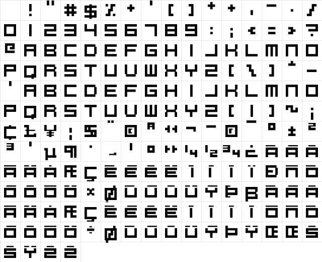 PixelCaps! Regular Character Map PixelCaps! Regular Character Map