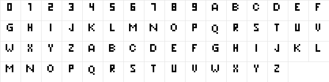 Pixeleris Regular Character Map