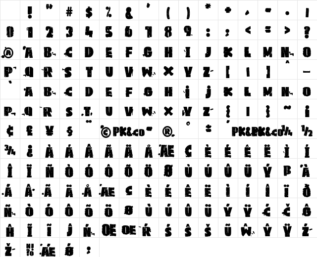 PKco Regular Character Map PKco Regular Character Map