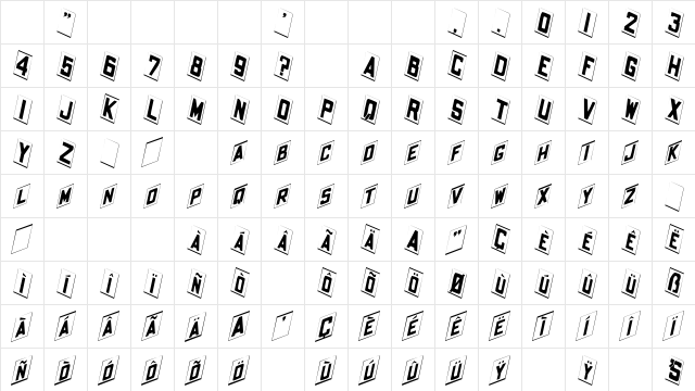Placecard Italic Character Map