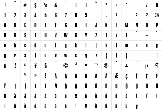 Plakette-Serial Bold Character Map