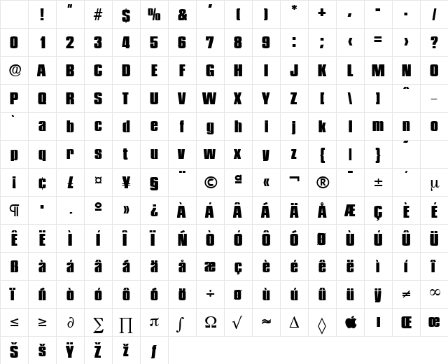 Plakette-Serial-Heavy Regular Character Map Plakette-Serial-Heavy Regular Character Map
