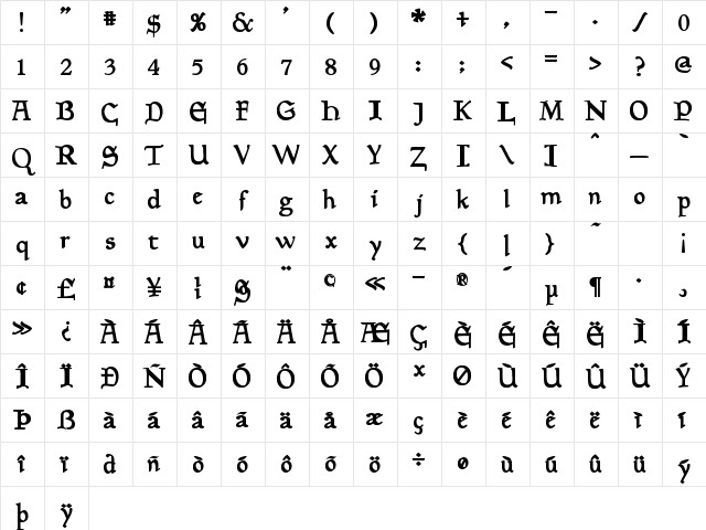 Planewalker Bold Character Map Planewalker Bold Character Map