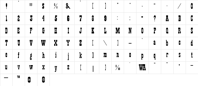 Playbill Normal Character Map