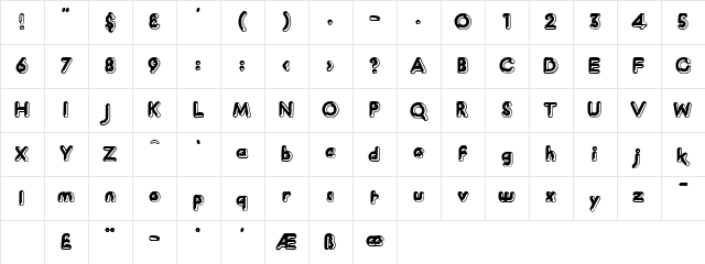 PlutoClaude Outline Regular Character Map