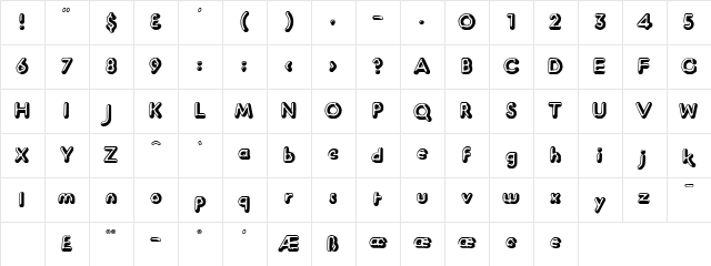 PlutoClaude Outline Regular Character Map