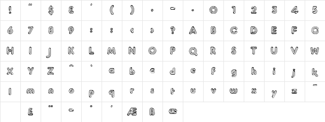 PlutoClaude Outline Regular Character Map