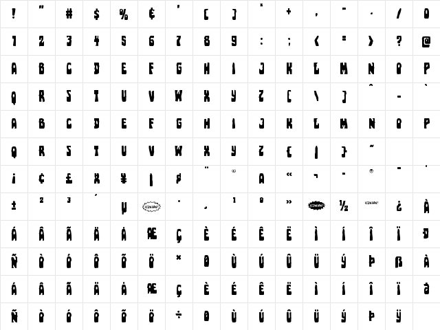 Pocket Monster Regular Character Map
