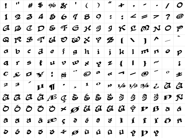 PoliceMan63 Bold Character Map